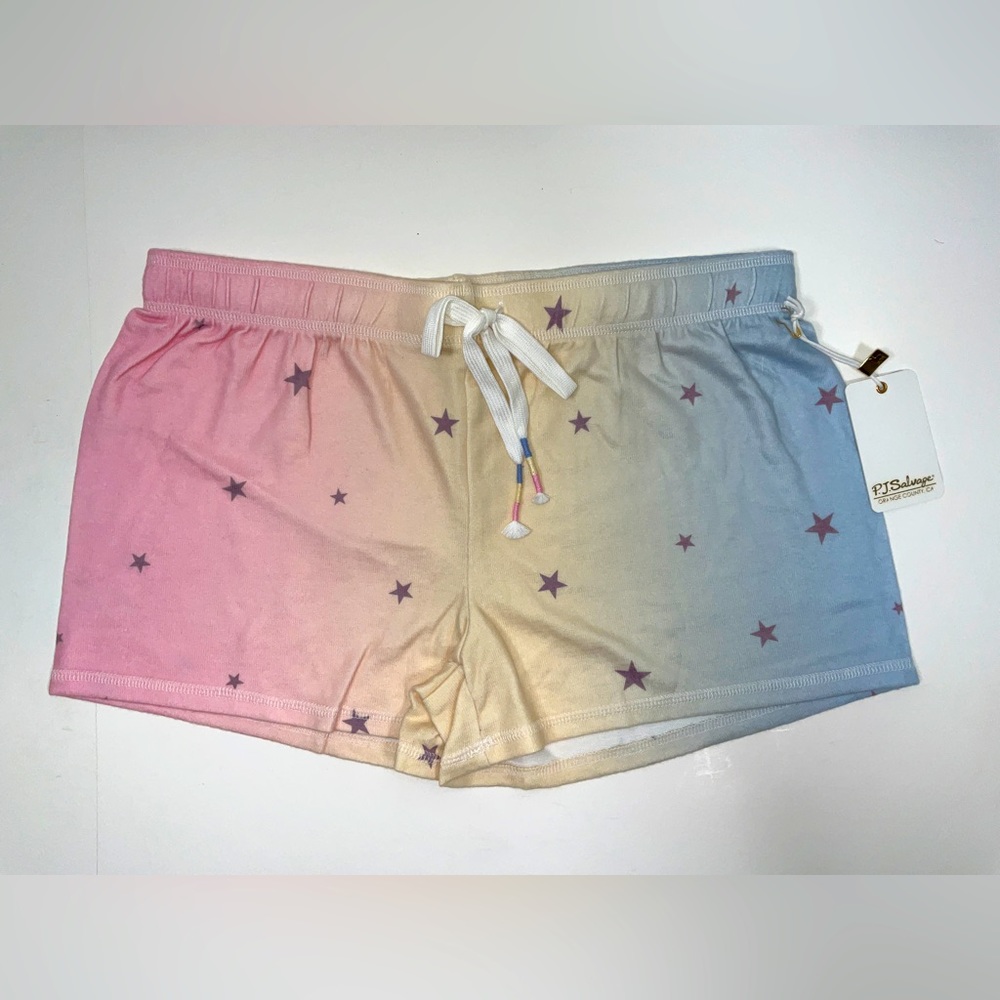 NWT Women’s P.J. Salvage Pink Yellow Blue Ombré Stars Pajama Sleep Shorts Medium